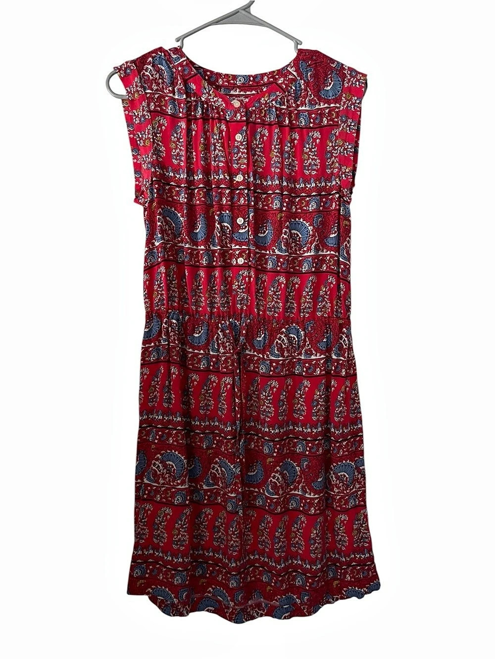 LOFT SzS Floral Mini Dress in Red & Blue, Rayon